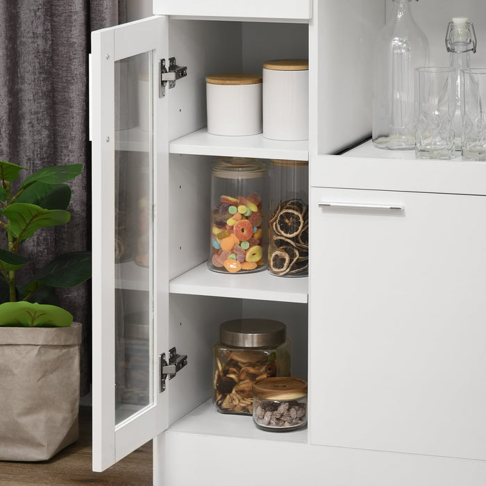 Credenza Moderna 60x40x95 cm Salvaspazio in Legno e Vetro Bianco