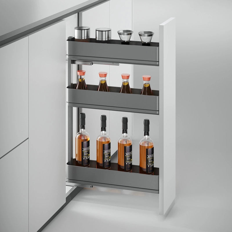 Carrello estraibile con cestelli e carrello del pane Titane con fissaggio inferiore con chiusura soft, modulo 300mm