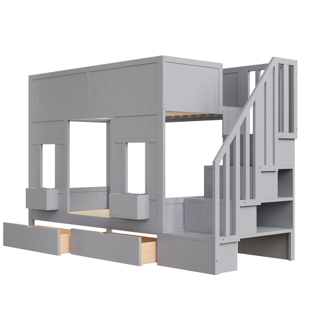 Letto a Castello per Bambini con Cassetti e Rete a Doghe ¨C MINIMAL ¨C Legno 90x200