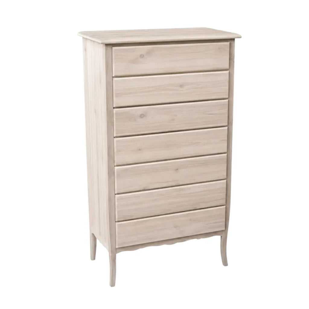 Cassettiera 7 cassetti in legno grezza l.85 p.47 h.139 (3031) - Mobili 2G