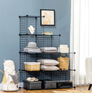 Scaffale modulare a cubi in metallo nero con 6 vani