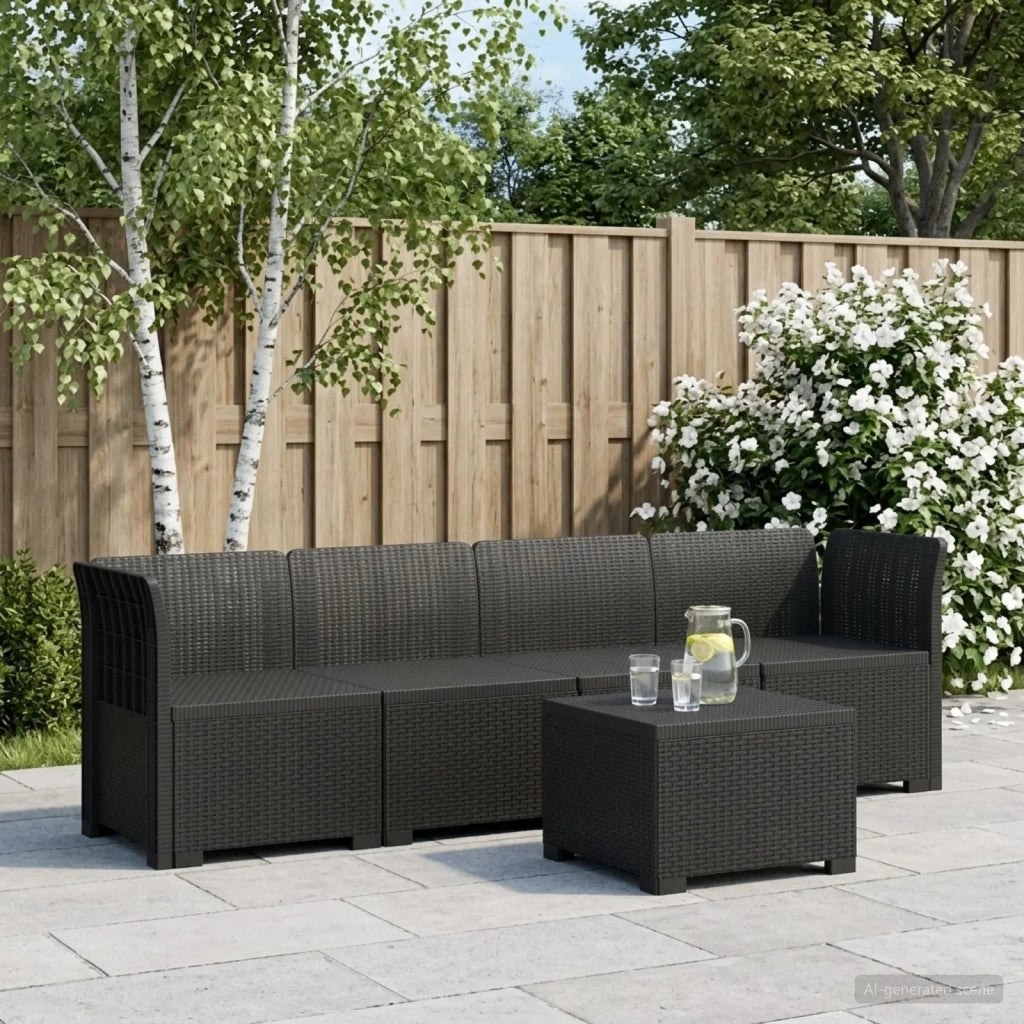Divano da Giardino a 4 Posti in Stile Rattan PP Antracite 3443850