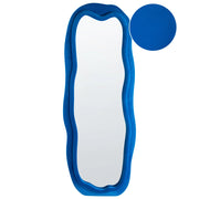 Specchio da parete Blu MDF Velluto Telaio Vetro 160 x 56 cm Forma irregolare Decorativo Montato a parete Stile moderno