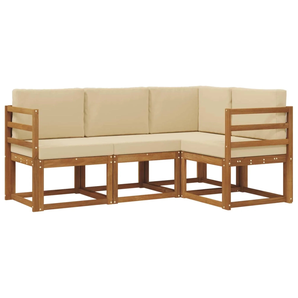 Set di divani da esterno con cuscino 4 pcs Naturale e Beige 3366311