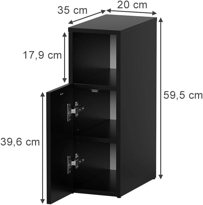 Comodino Enton, Nero, Set di 2