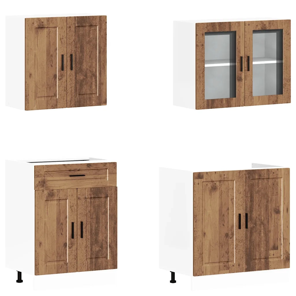 Set Mobili da Cucina 4 pz Kalmar Legno Vecchio in Truciolato