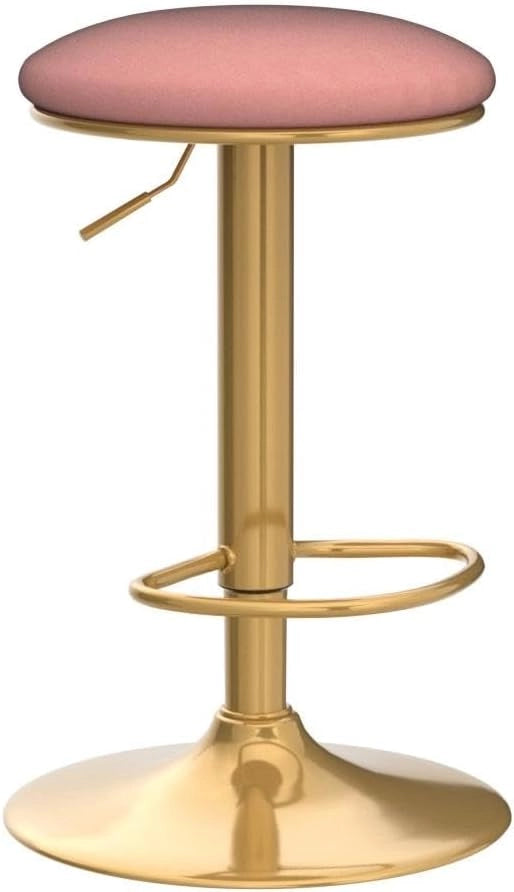 Sgabelli da Cucina Set di 4 Girevoli a 360°, Sgabelli da Bar Regolabili in Altezza da 60 a 80,5 cm, Sgabelli Alti con Seduta in Velluto per Sala da Pranzo, Soggiorno, Bar, Rosa, BH302rs-4