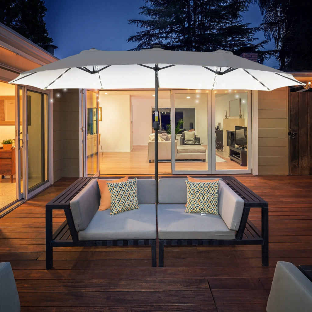 Tenda da sole 4,5x2,65 m con 48 luci LED ¨C zephmum ¨C crema