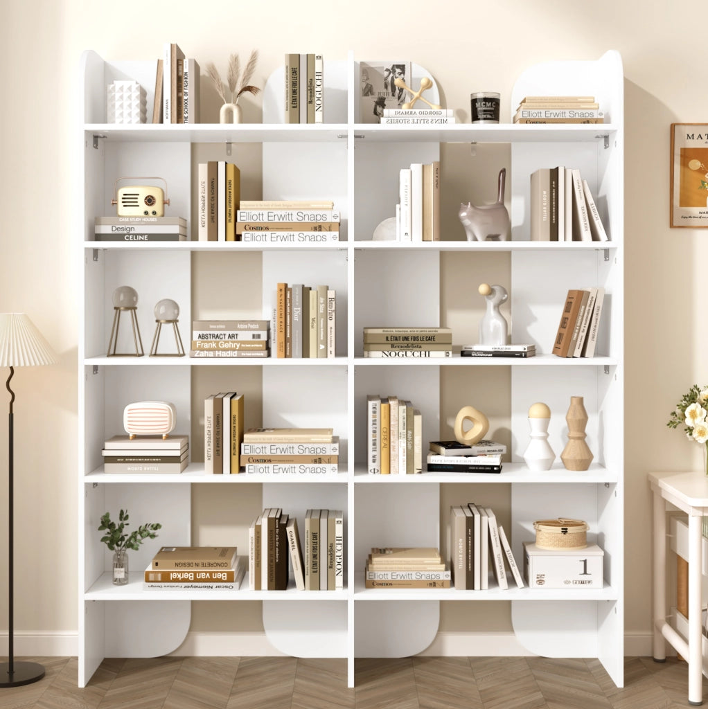 Libreria 135x25x160 cm bianca in pannelli di particelle, 5 ripiani aperti