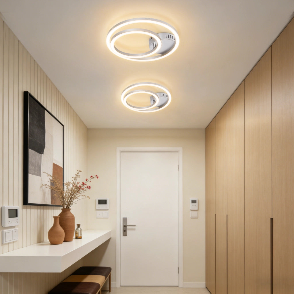 ZMH Lampada da Soffitto LED 23W Argento Luce Calda Moderna per Soggiorno Camera da Letto Corridoio