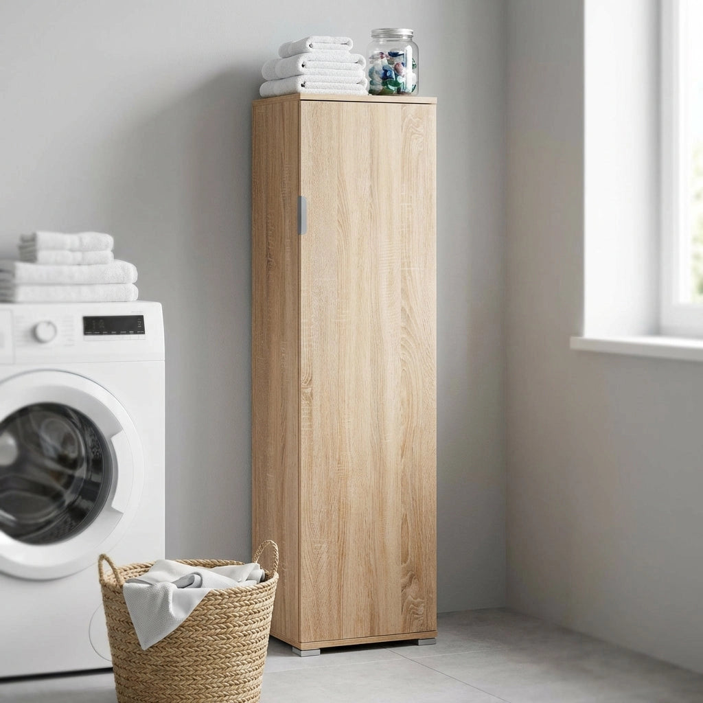 Armadietto da Bagno un anta 4 ripiani in Legno Composito cm 40x33x151 - ZAK