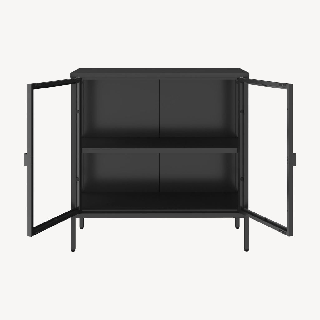 Armadietto con Vetrina Borshavisa Credenza con 2 Ante in Vetro 80x80x35 cm [en.casa]