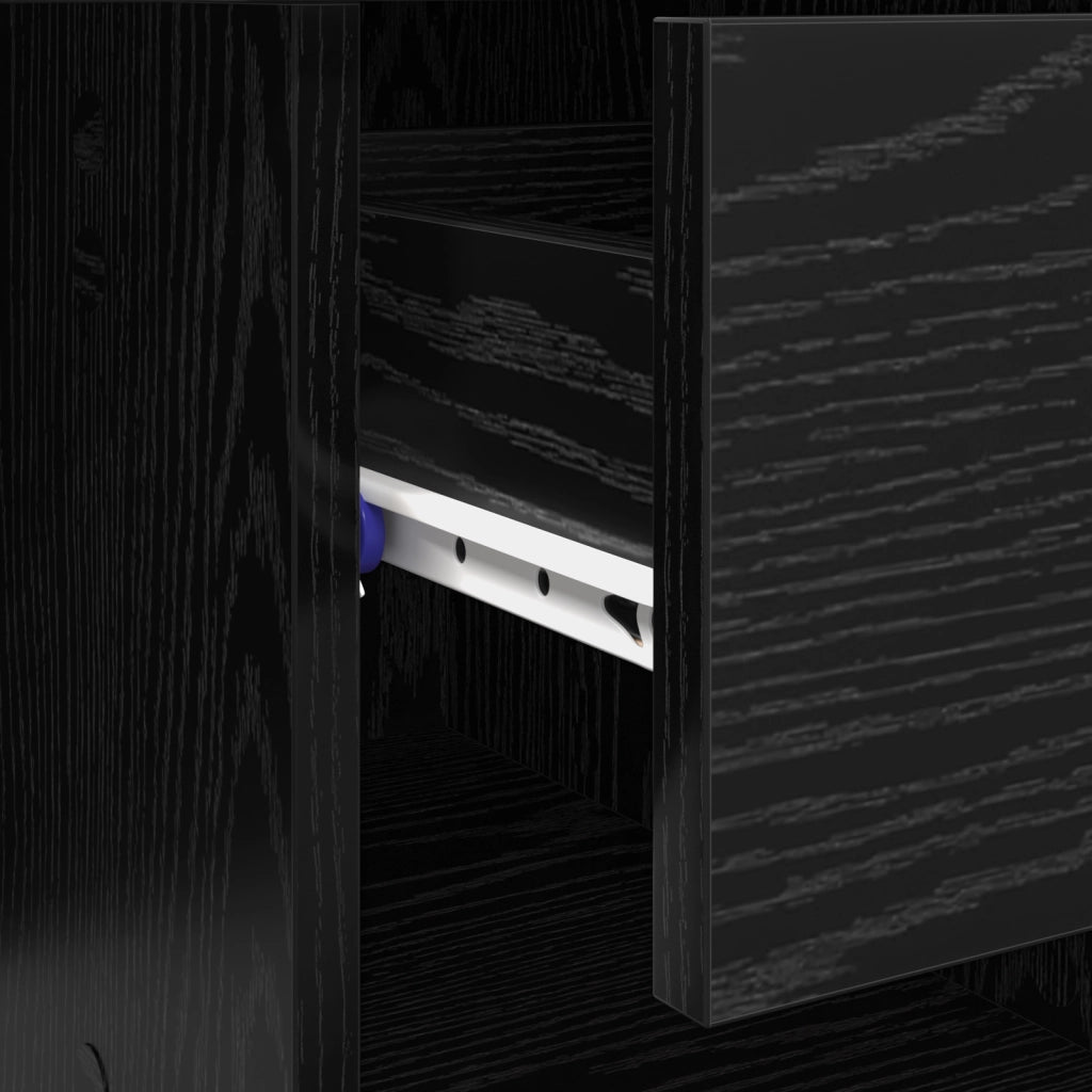 Scrivania con Ripostiglio Rovere Nero 90x49.5x75 cm Legno ingegnerizzato