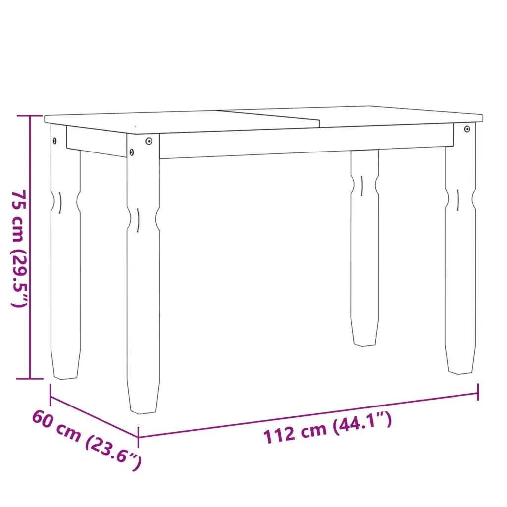 Tavolo da Pranzo Corona 112x60x75 cm in Legno Massello di Pino 4005714