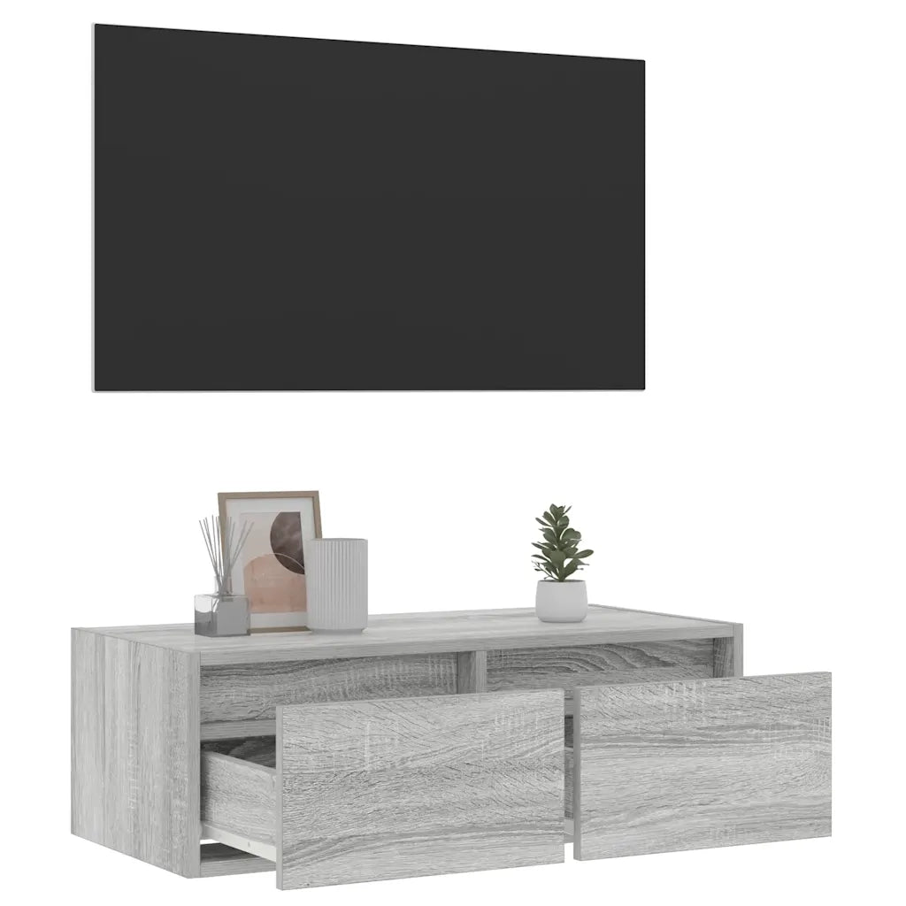 Mobile Porta TV con Luci LED Grigio Sonoma 75x35,5x25 cm 860234