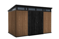 Casetta Box da Giardino 340x218x226 cm Keter Signature Venetian Pent 11x7 Effetto Legno Marrone e Antracite