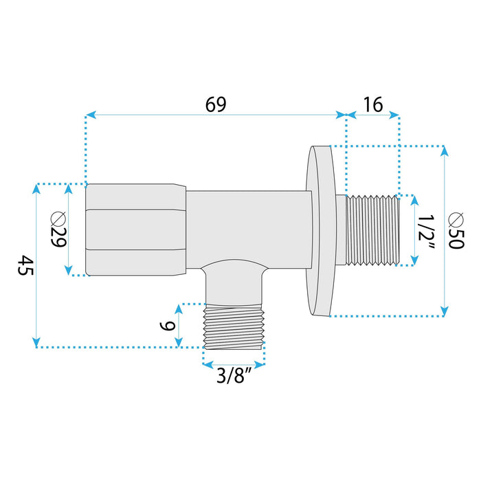 Valvola Ad Angolo 02 1/2" X 3/8" Black