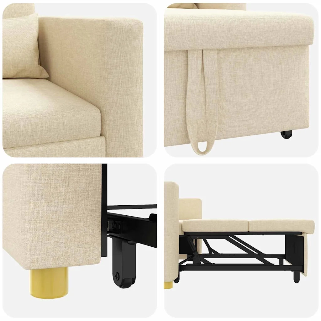 Divano letto estraibile singolo-Sofa Letto-Daybed Crema 90 x 165 x 87 cm Tessuto