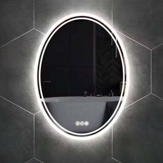 Specchio Bagno a LED - Ovale - Illuminazione Dimmerabile - Anticondensazione - Montaggio a Parete - 60x80cm