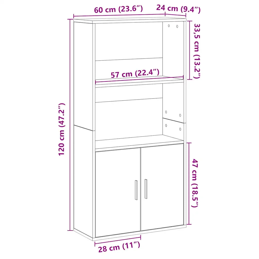 Libreria-Scaffale per Libri-Mobile di Stoccaggio Rovere Fumo 60x24x120 cm in Truciolato