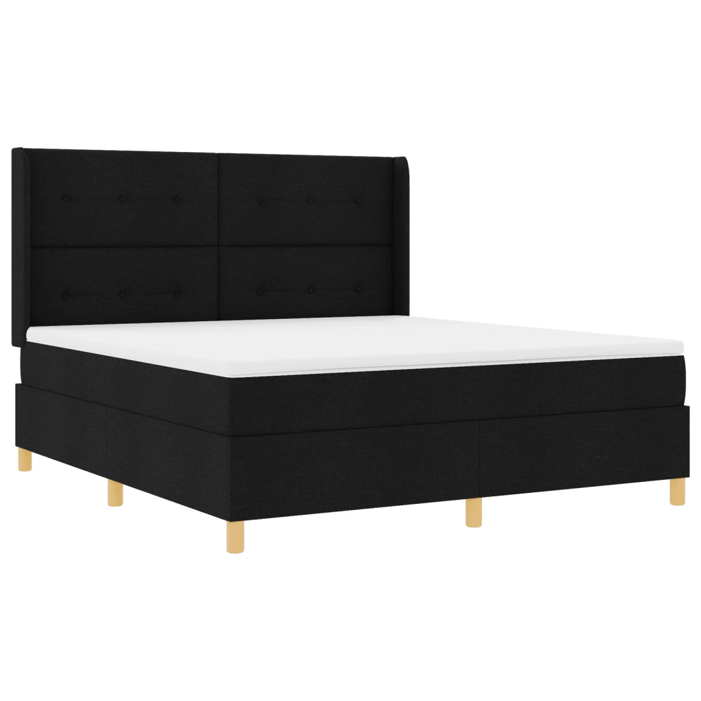 Letto Box Spring  con Materasso e LED Nero 180x200 cm Tessuto