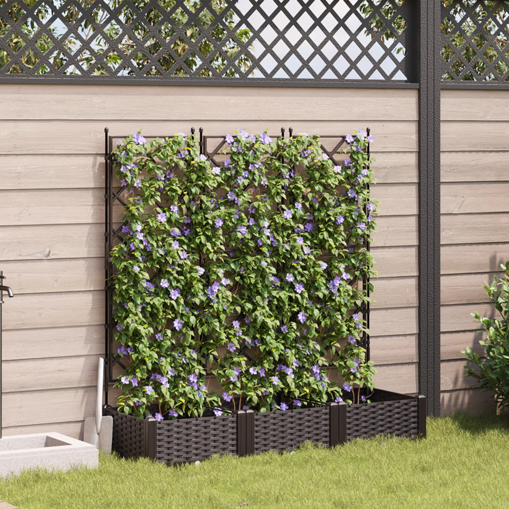 Fioriera con Traliccio 3 pz Marrone 120x40x125.5 cm