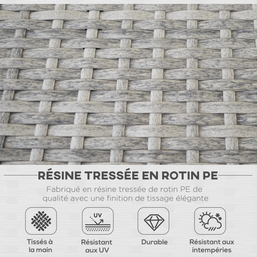 Set salotto da giardino 7 pezzi modulabile ¨C zephmum ¨C grigio, polyrattan, vetro temperato, cuscini