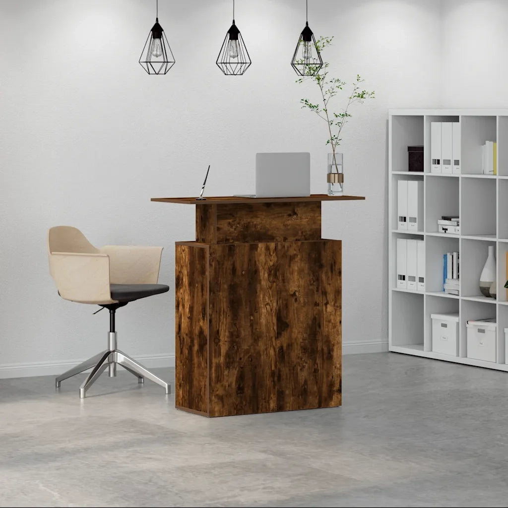 Banco Reception | Scrivania | Tavolo da Ufficio Rovere Fumo 100x40x104 cm in Legno Multistrato
