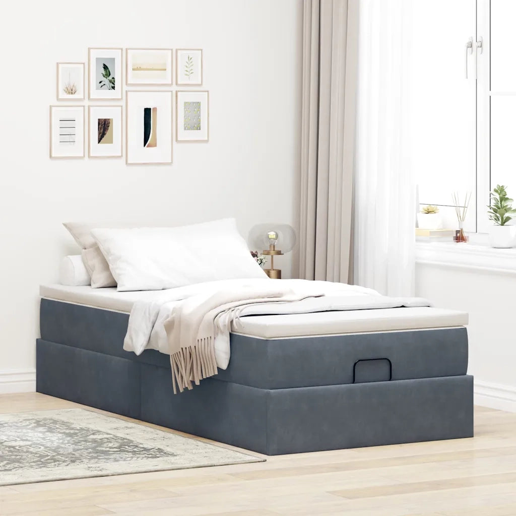 Struttura Letto Pouf con Materasso 90x190 cm in Velluto 3311154