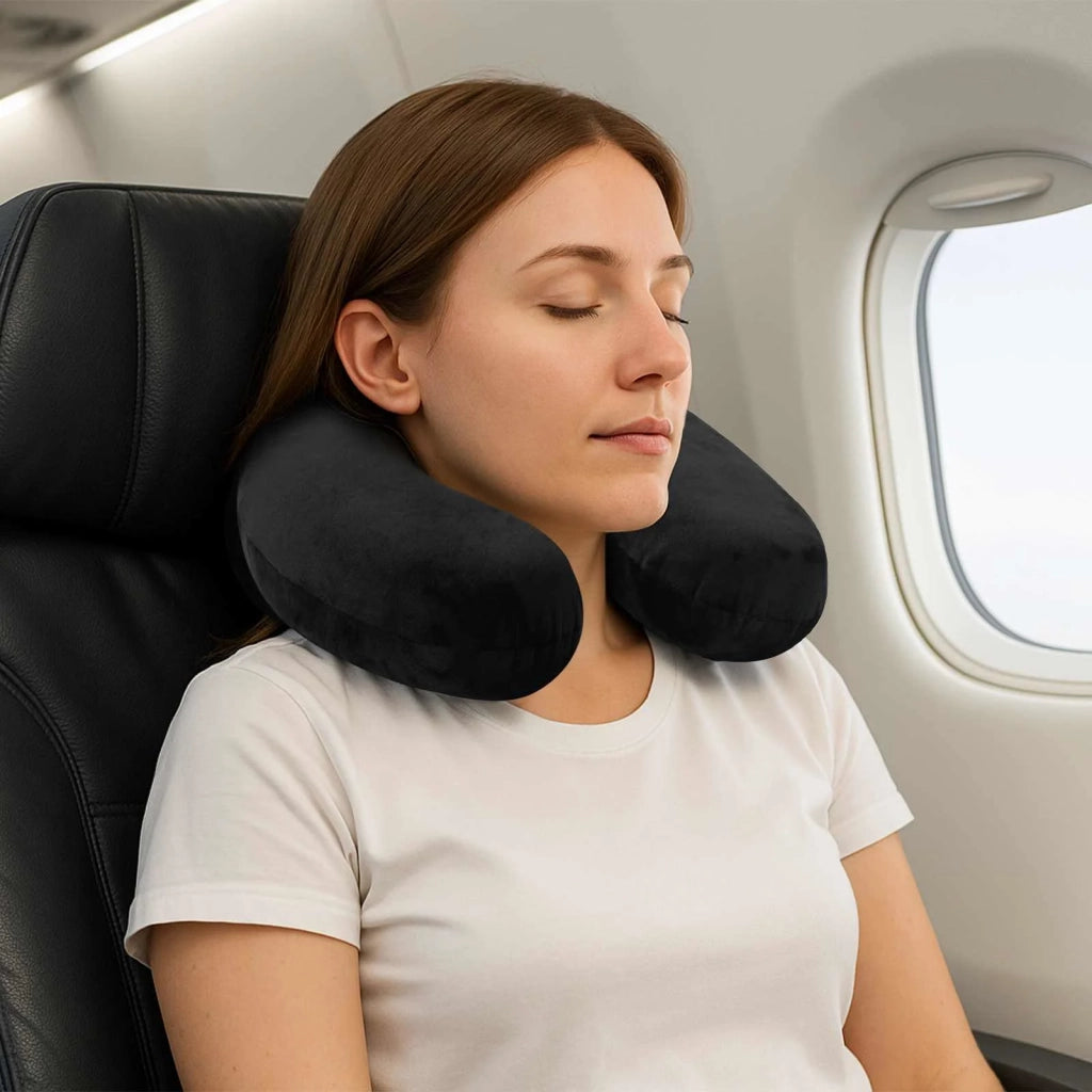 Cuscino da viaggio per il collo Nero Schiuma Memory CFW8068755