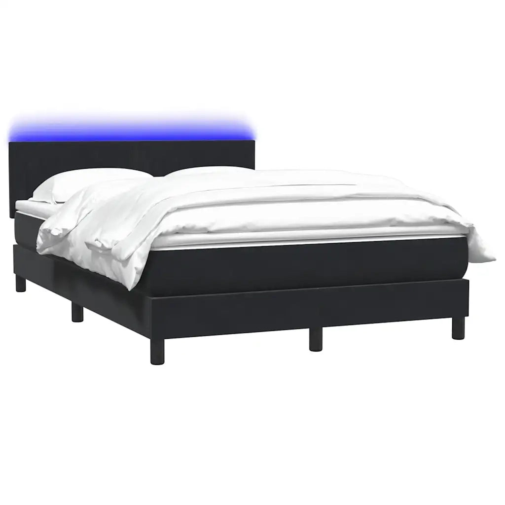Letto a Molle con Materasso e LED Nero 160x210 cm in Velluto 3317081