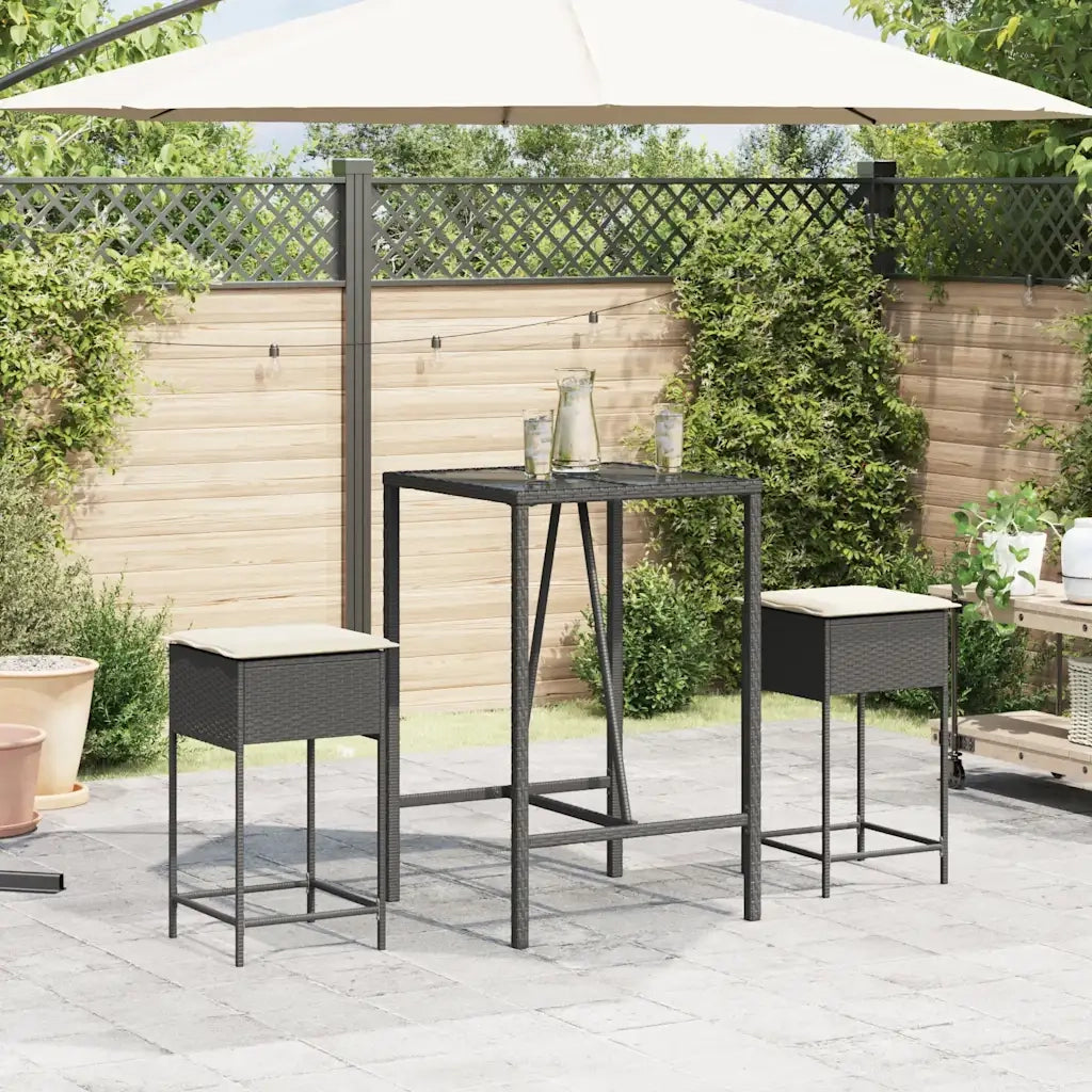 Sgabelli da Bar con Cuscini 2 pz Neri in Polyrattan CFW8054906