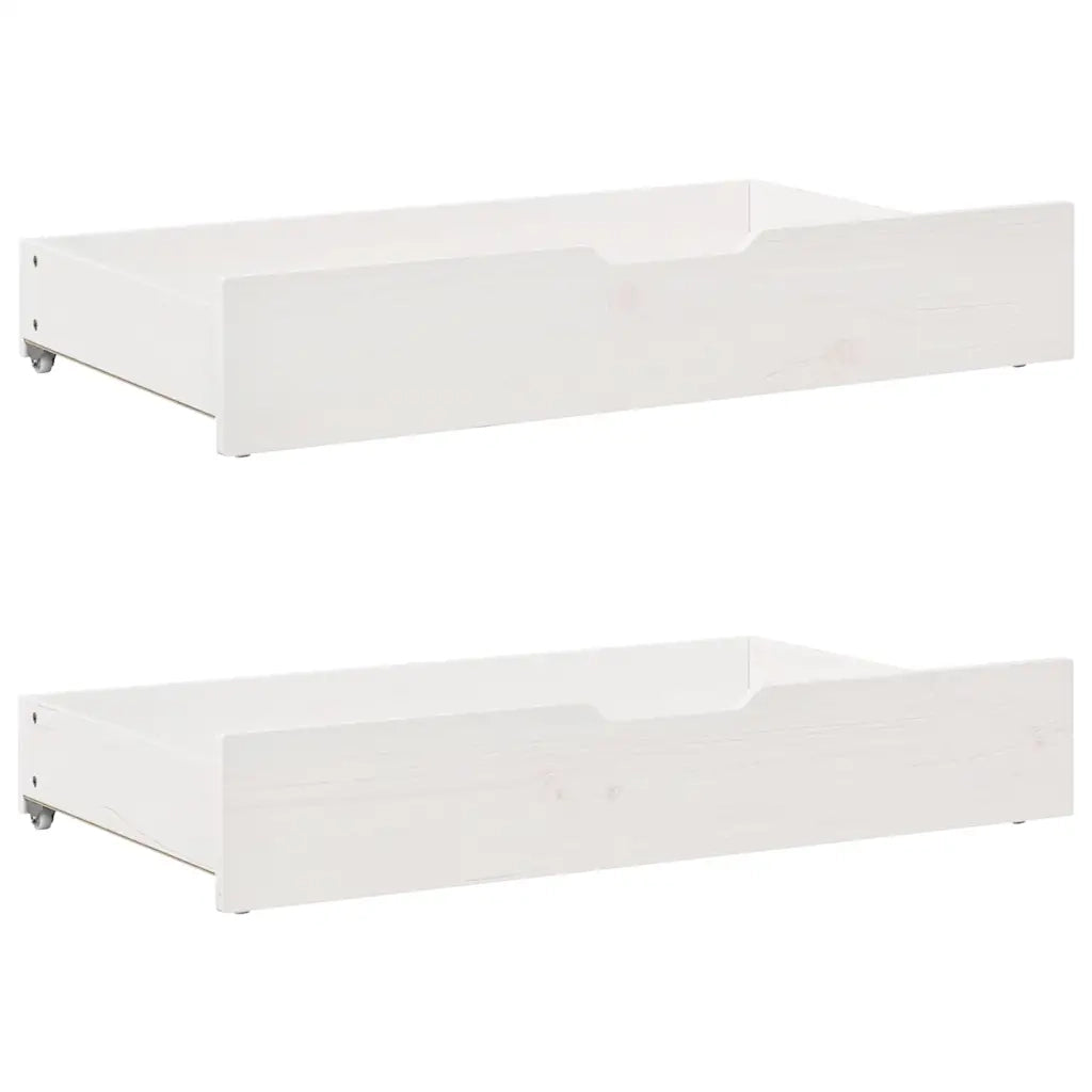 Dormeuse con Cassetti Bianca 80x200 cm Legno Massello di Pino