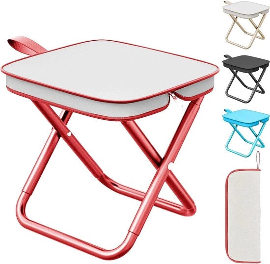 Sedia da campeggio con piedistallo pieghevole per viaggiare, escursioni, giardinaggio, pesca, grigliata, spiaggia (rosso)