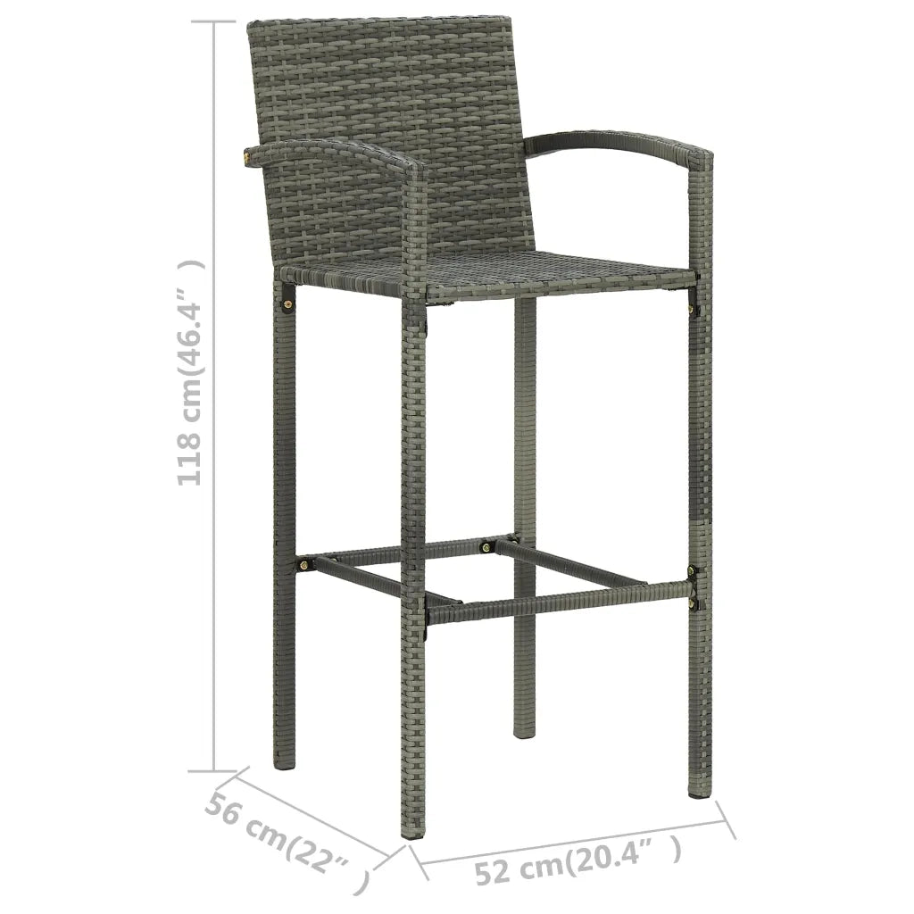 Sgabelli da Bar 4 pz Grigi in Polyrattan cod mxl 66370