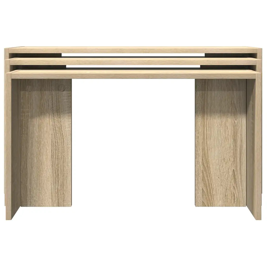 Tavolini Impilabili 3 pz Rovere Sonoma in Legno Multistrato 858535