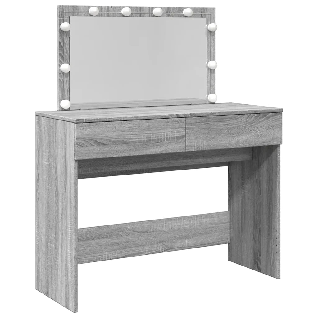 Toeletta | Tavolo da Trucco con LED Grigio Sonoma 100x40x120 cm