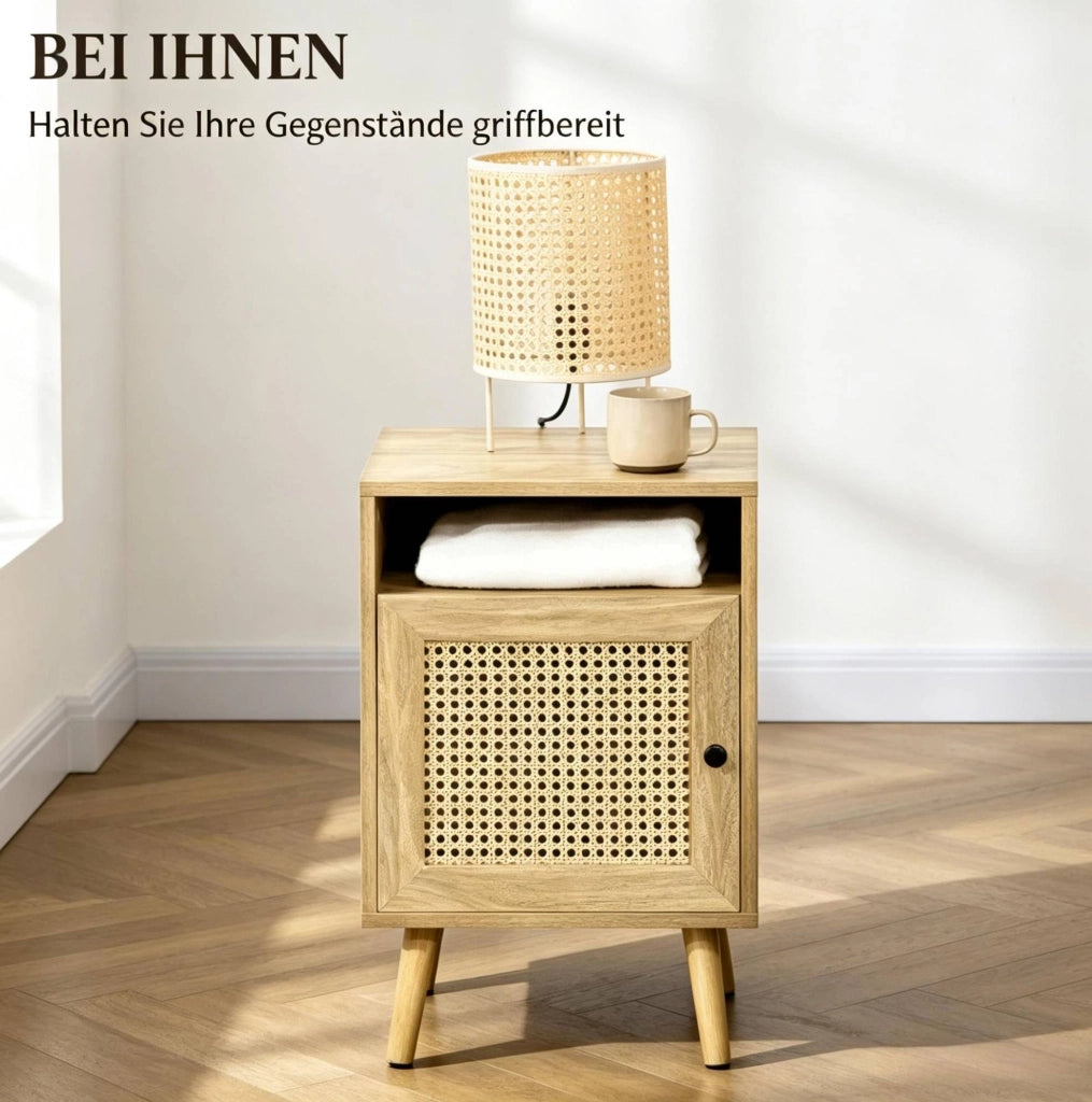 Set di 2 comodini in rattan naturale 39x35x60 cm