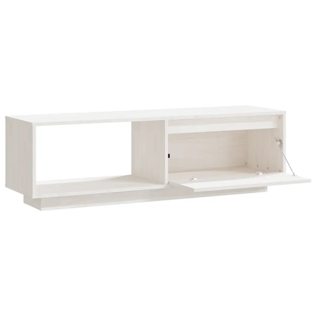 Mobile Porta TV Bianco 110x30x33,5 cm in Legno Massello di Pino
