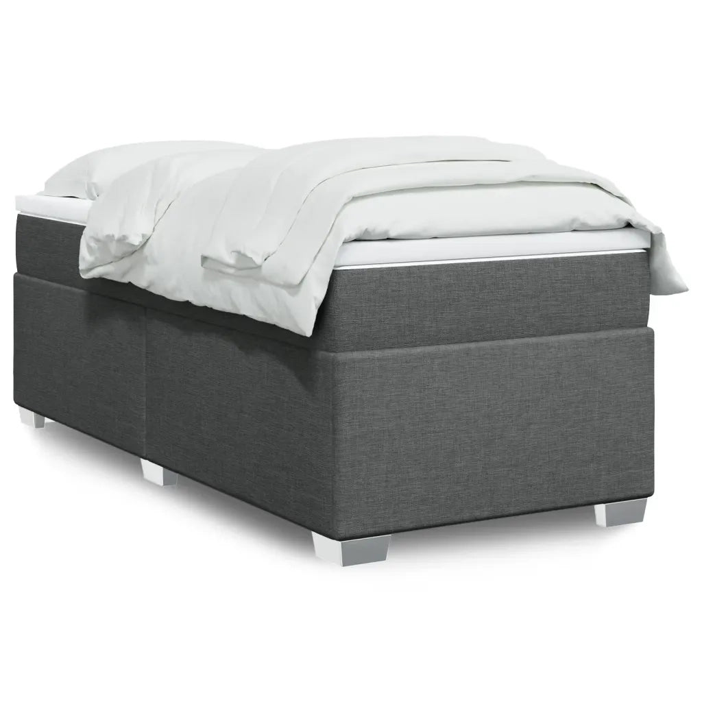 Letto singolo | Letto per adulti | Giroletto a Molle con Materasso Grigio Scuro 90x190 cm Tessuto