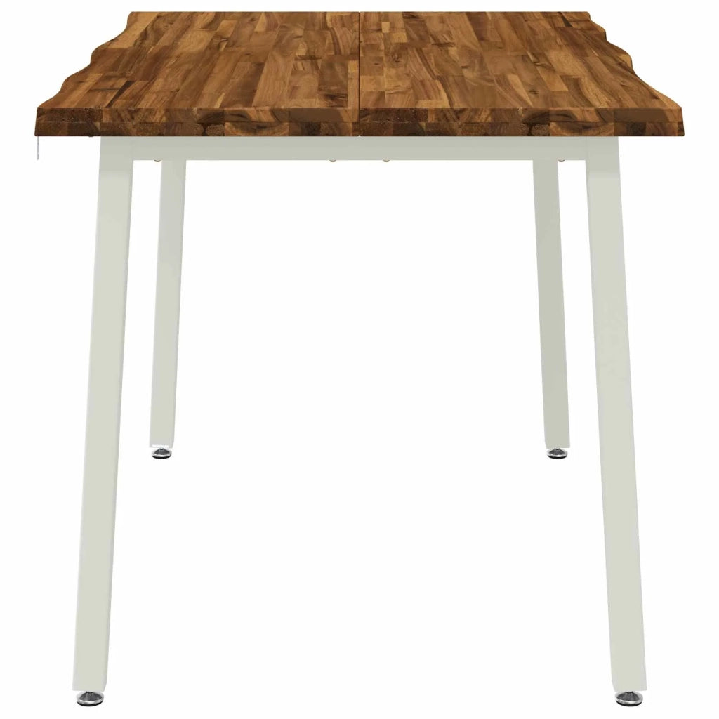 140 x 70 x 75 cm Legno di Acacia Massello Naturale e Bianco 937499