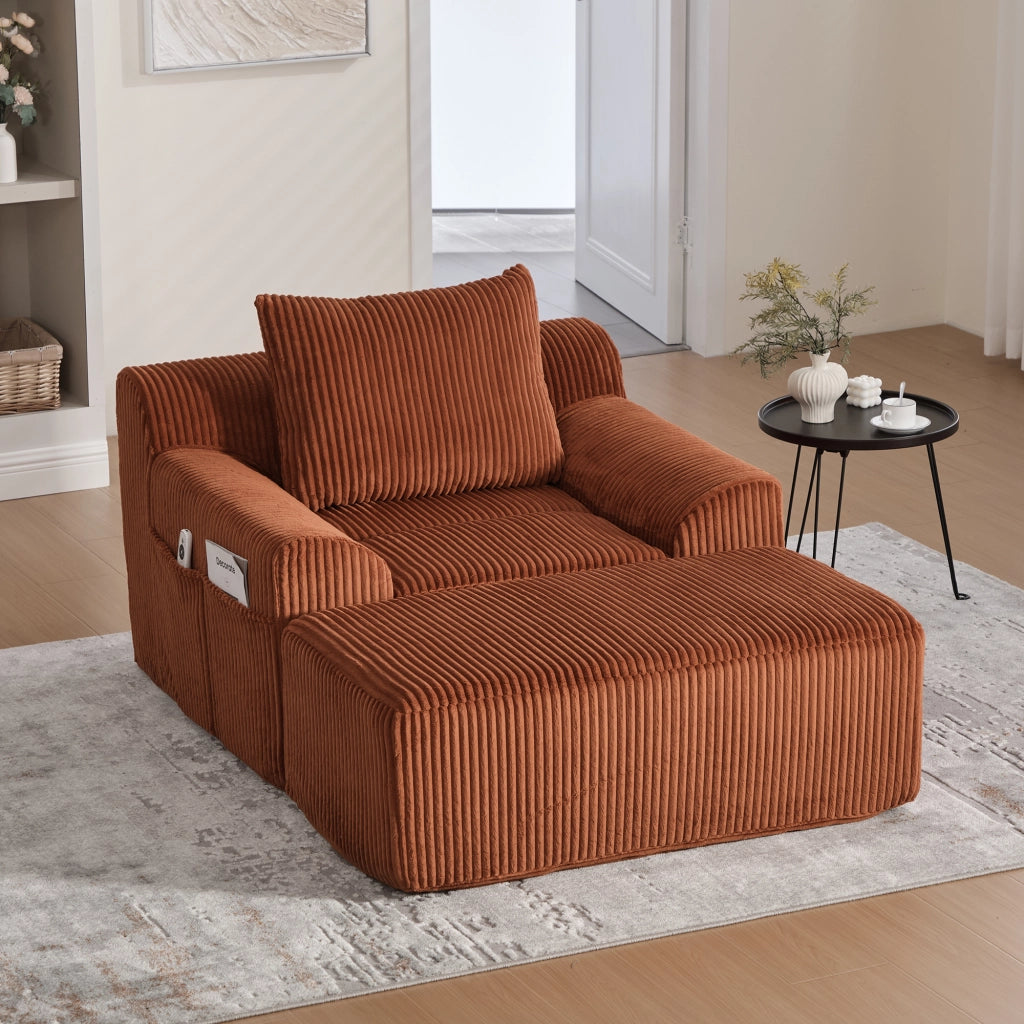 Poltrona Relax Oversize ¨C MINIMAL ¨C Velluto a Coste, Cuscino, Tasche Laterali