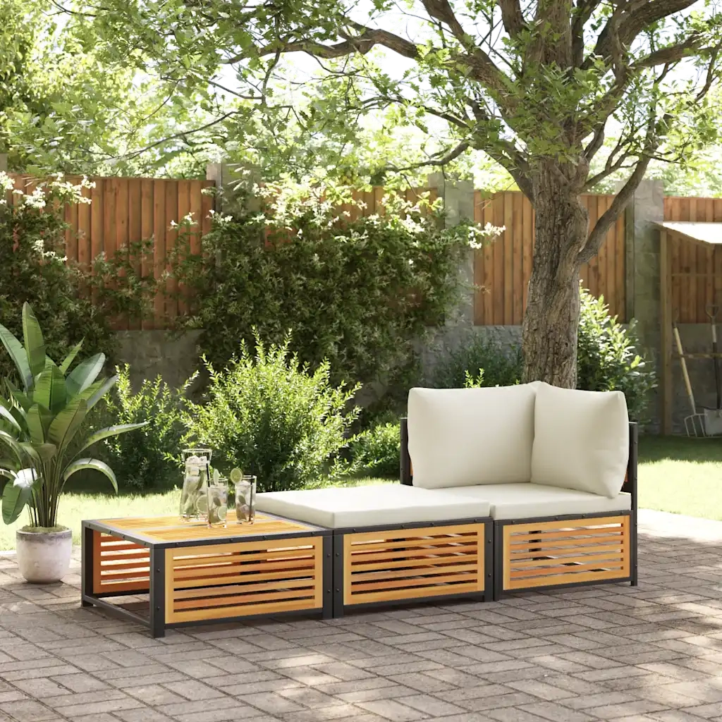 Tavolino da Giardino-Tavolo da Esterno con Sgabello in Legno Massello di Acacia 947869