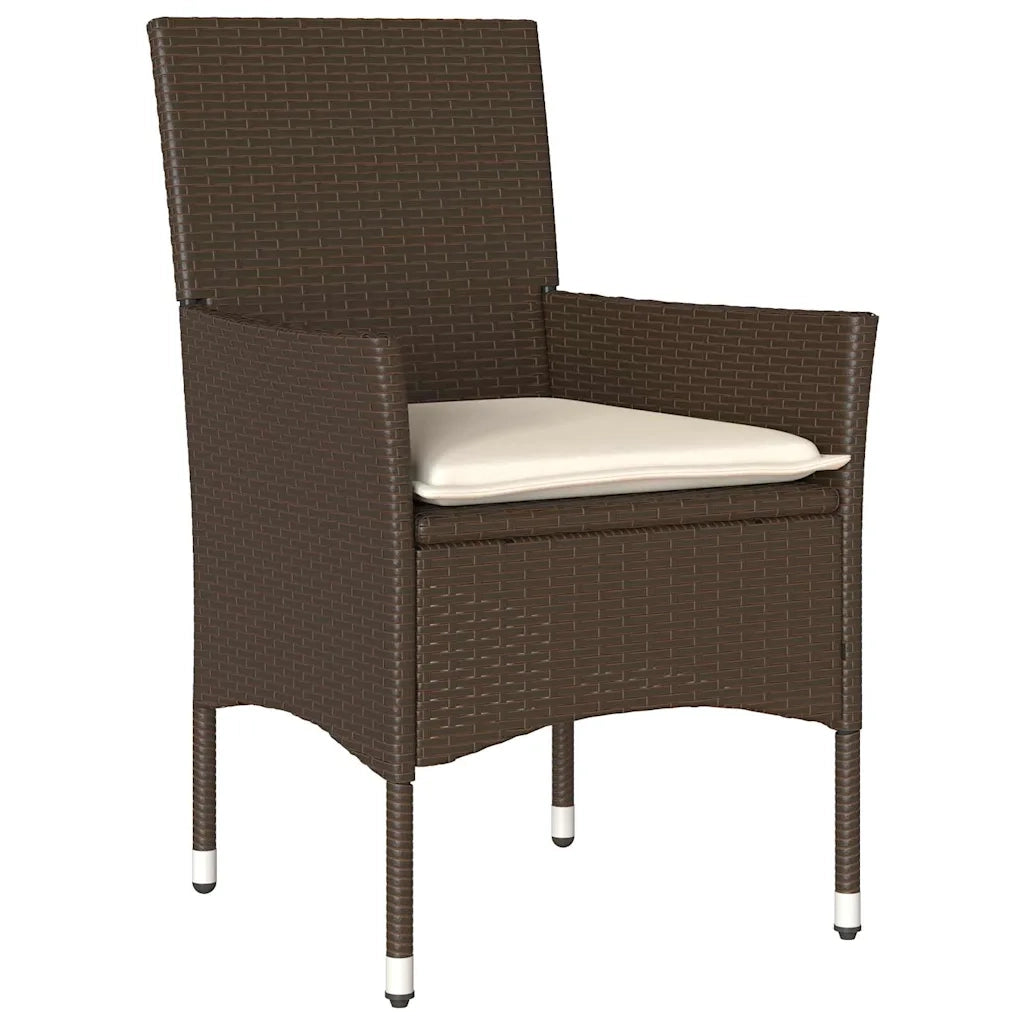 Set da Pranzo per Giardino con cuscino 3 pcs Marrone polyrattan 3379779