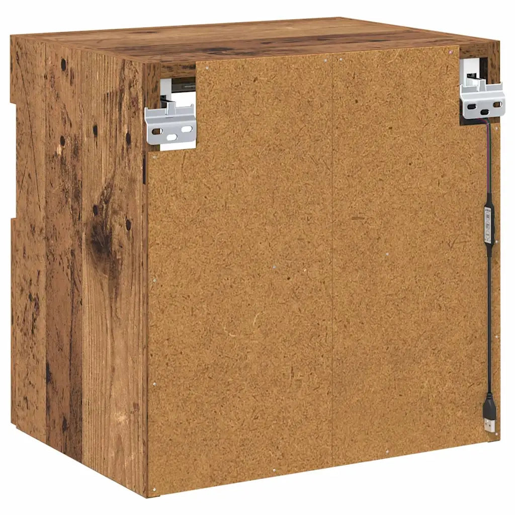 Mobile TV da parete con LED Legno vecchio 40 x 30 x 40 cm