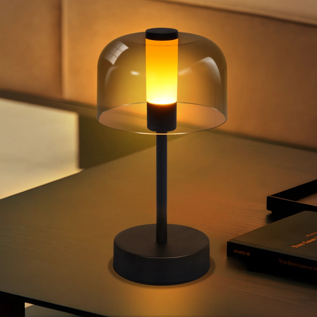 ZMH Lampada da tavolo LED nera touch wireless USB C ricaricabile luminosità regolabile per comodino camera letto