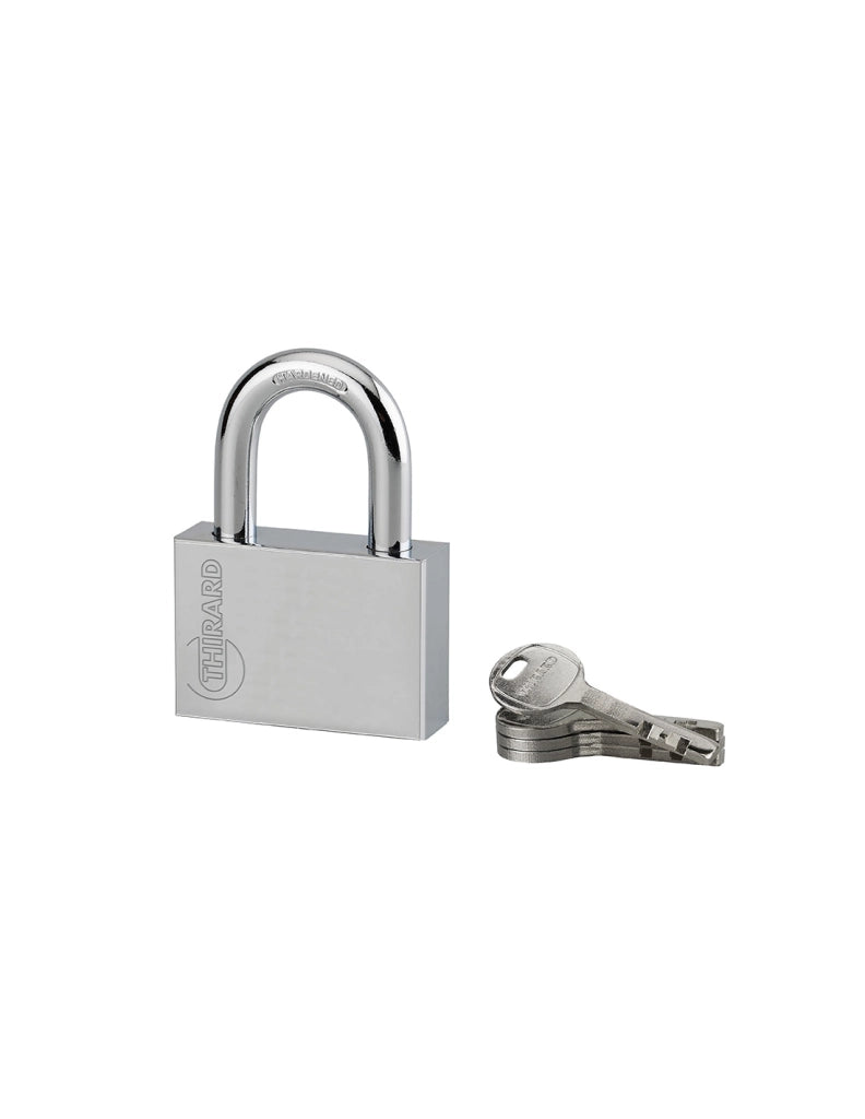 Lucchetto di sicurezza Disk, 4 chiavi reversibili, 60mm, arco in acciaio temprato nichelato, meccanismo a dischi - THIRARD