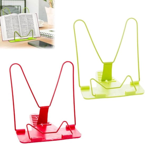 Set di supporti per libri - 2 pezzi - Libreria pieghevole - Leggibile - 7 angoli regolabili - Pieghevole - Leggero - Adatto per cucina/annotazioni - Supporto per libri