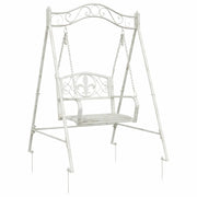 Panchina a Dondolo Acciaio 113 x 121,5 x 168 cm Bianco Antico CFW6280389