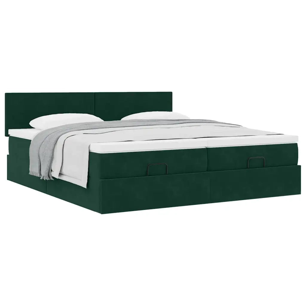 Struttura Letto Pouf con Materassi 200x200 cm Velluto